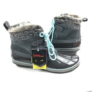 KHOMBU Suede Lace Up Winter Boots Faux Fur